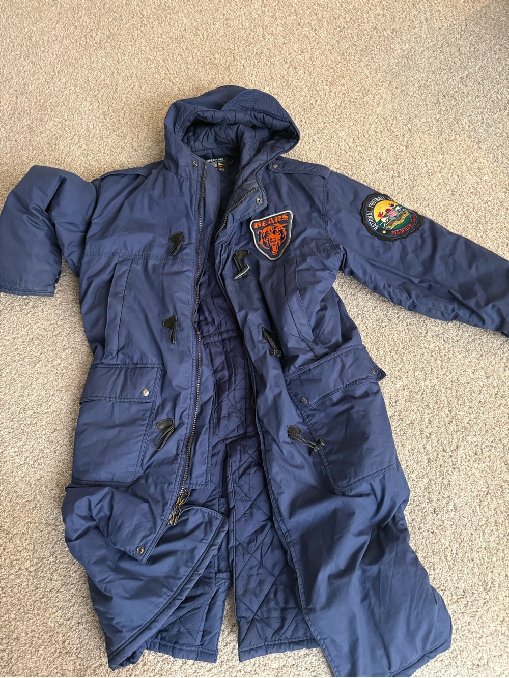 Vintage Chicago bears Long Parka Jacket with Hood